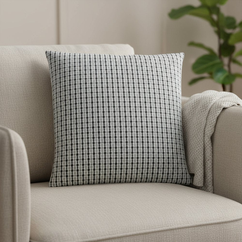 18" X 18" Taupe Polyester Striped Zippered Pillow