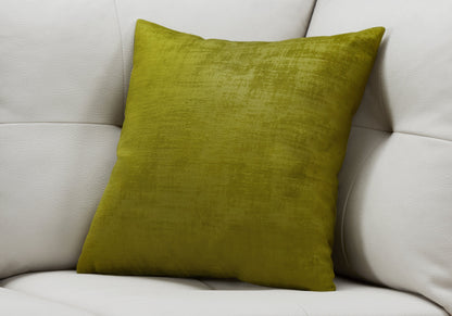 18" X 18" Lime Green Brushed Velvet Polyester Zippered Pillow