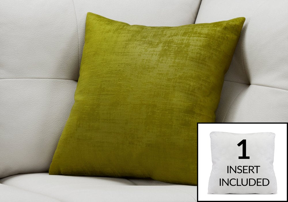 18" X 18" Lime Green Brushed Velvet Polyester Zippered Pillow
