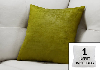 18" X 18" Lime Green Brushed Velvet Polyester Zippered Pillow