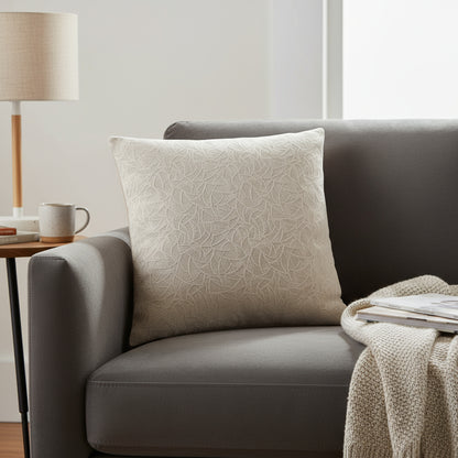 18" X 18" Taupe Velvet Polyester Abstract Zippered Pillow