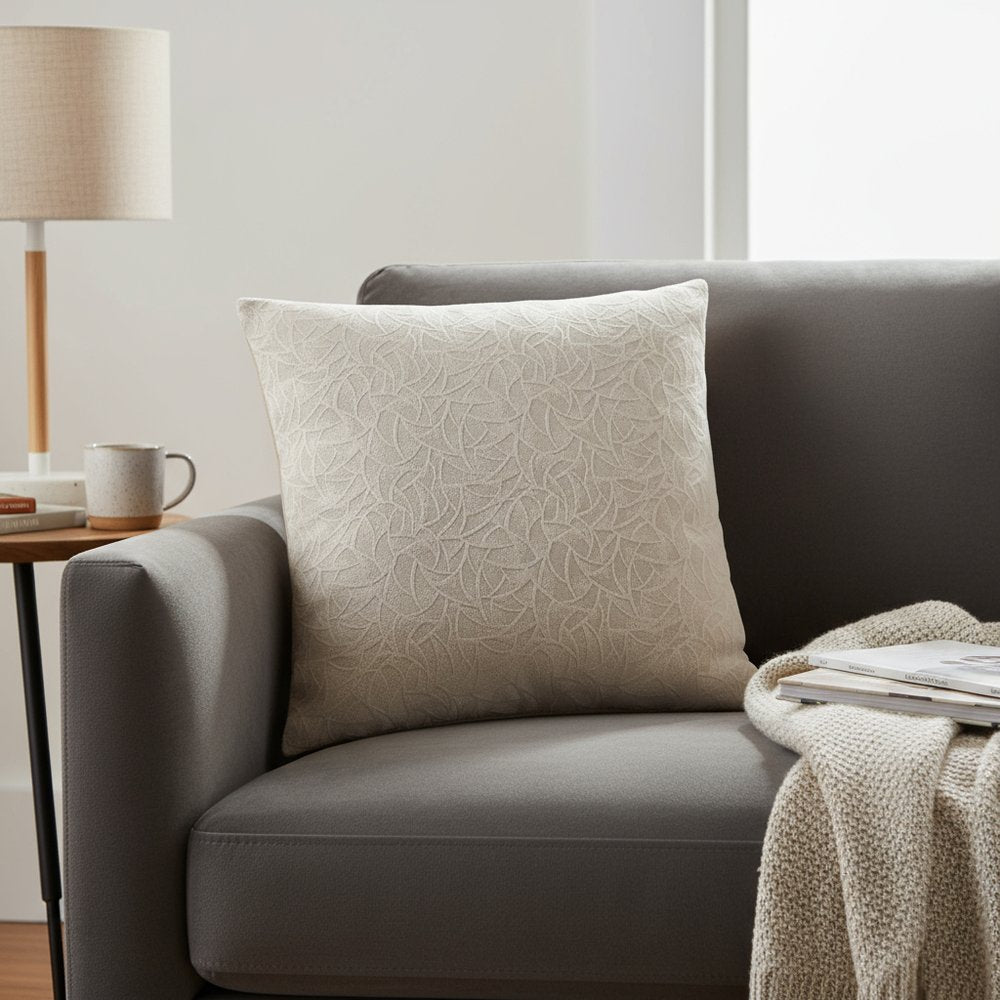 18" X 18" Taupe Velvet Polyester Abstract Zippered Pillow