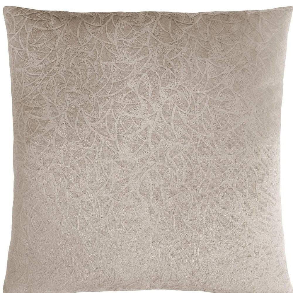 18" X 18" Taupe Velvet Polyester Abstract Zippered Pillow