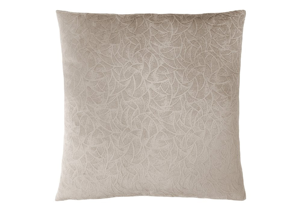 18" X 18" Taupe Velvet Polyester Abstract Zippered Pillow