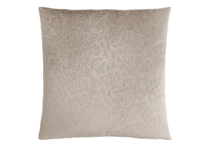 18" X 18" Taupe Velvet Polyester Abstract Zippered Pillow
