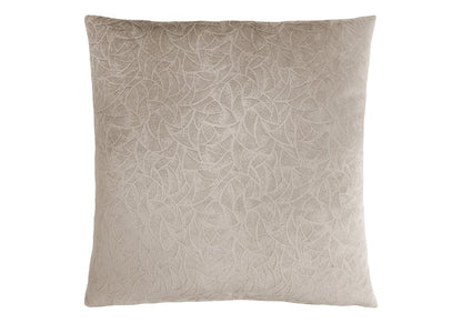 18" X 18" Taupe Velvet Polyester Abstract Zippered Pillow