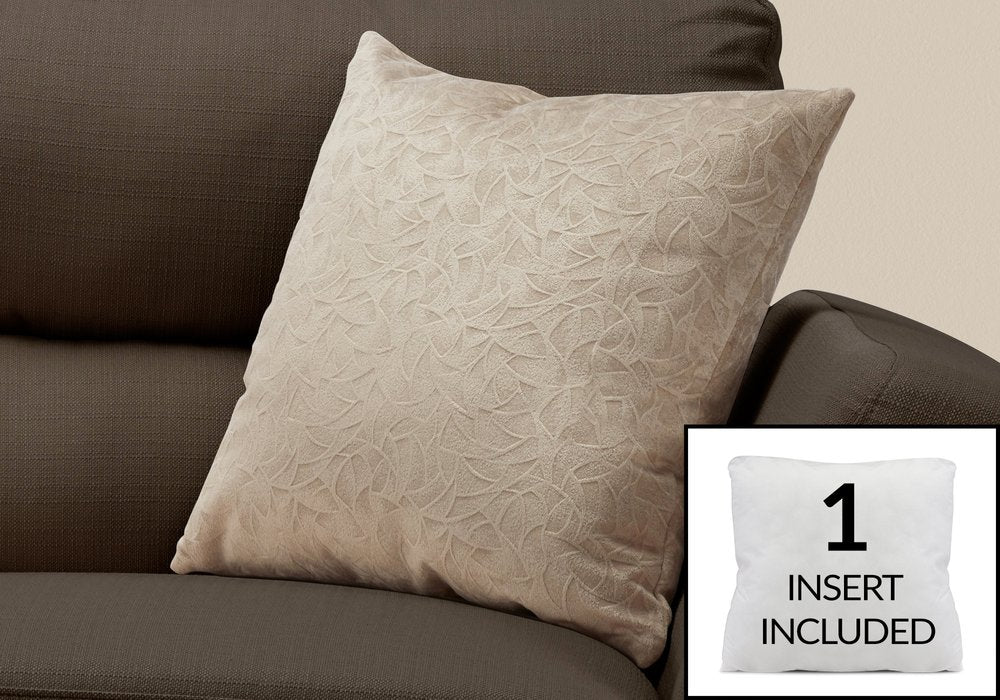 18" X 18" Taupe Velvet Polyester Abstract Zippered Pillow