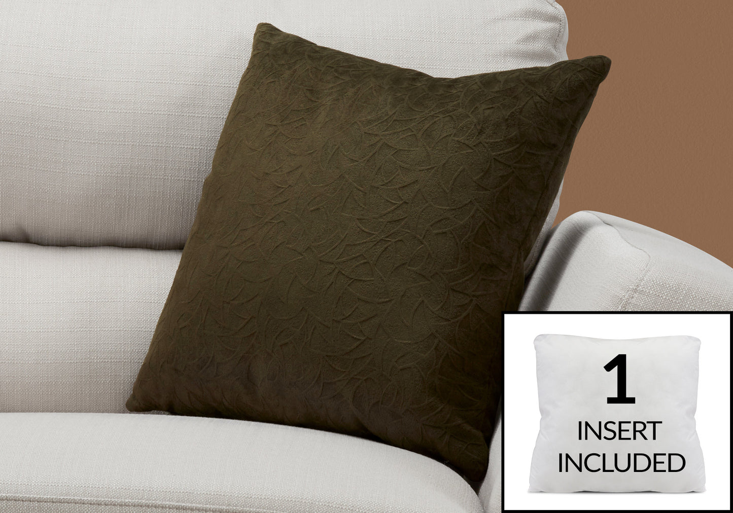 18" X 18" Taupe Velvet Polyester Abstract Zippered Pillow