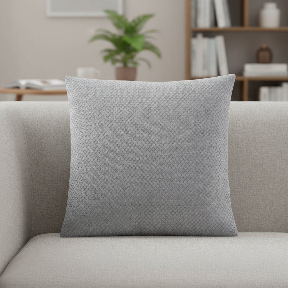 18" X 18" Silver Velvet Polyester Diamond Zippered Pillow
