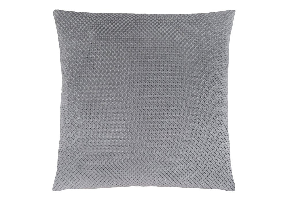 18" X 18" Silver Velvet Polyester Diamond Zippered Pillow