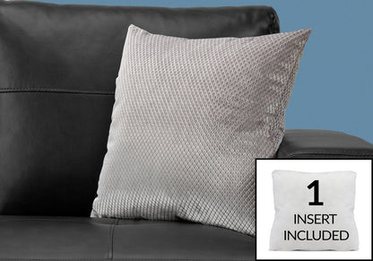 18" X 18" Silver Velvet Polyester Diamond Zippered Pillow