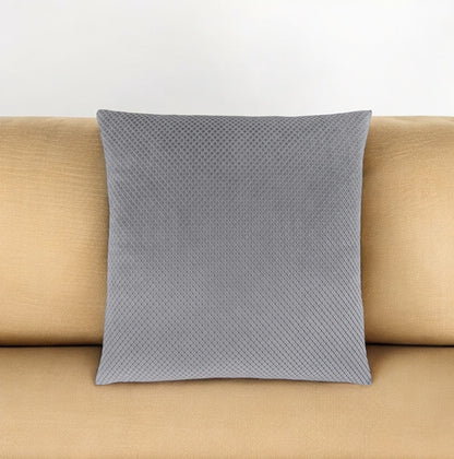 18" X 18" Silver Velvet Polyester Diamond Zippered Pillow