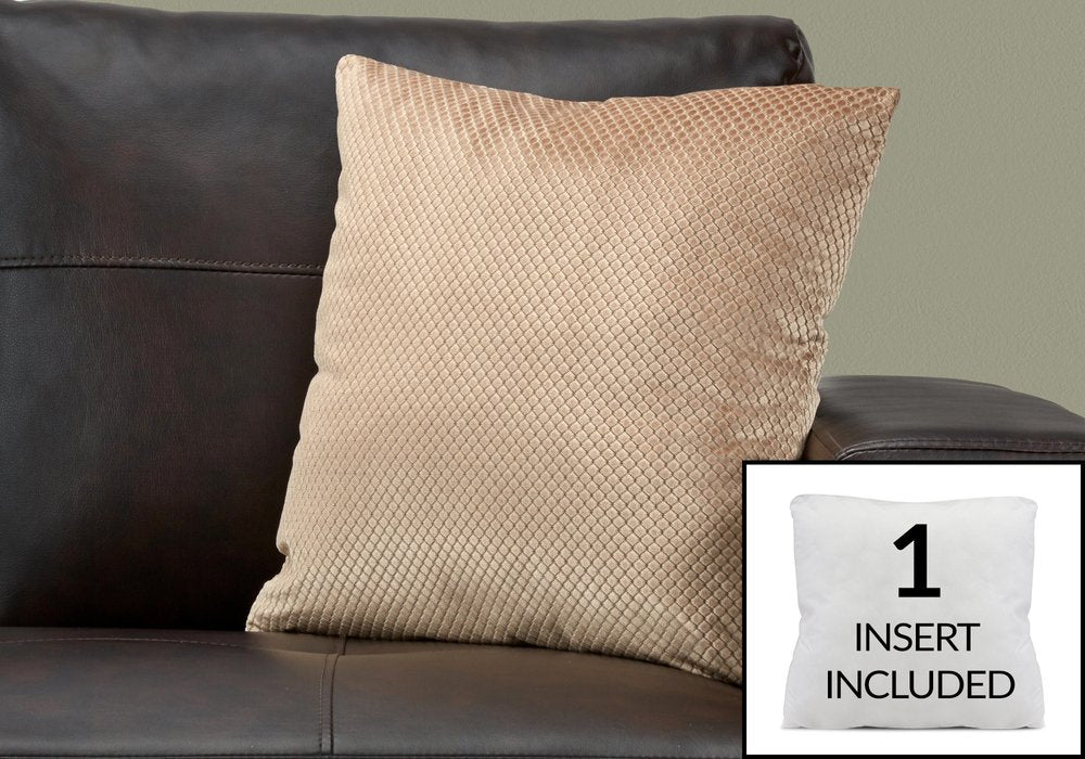 18" X 18" Silver Velvet Polyester Diamond Zippered Pillow