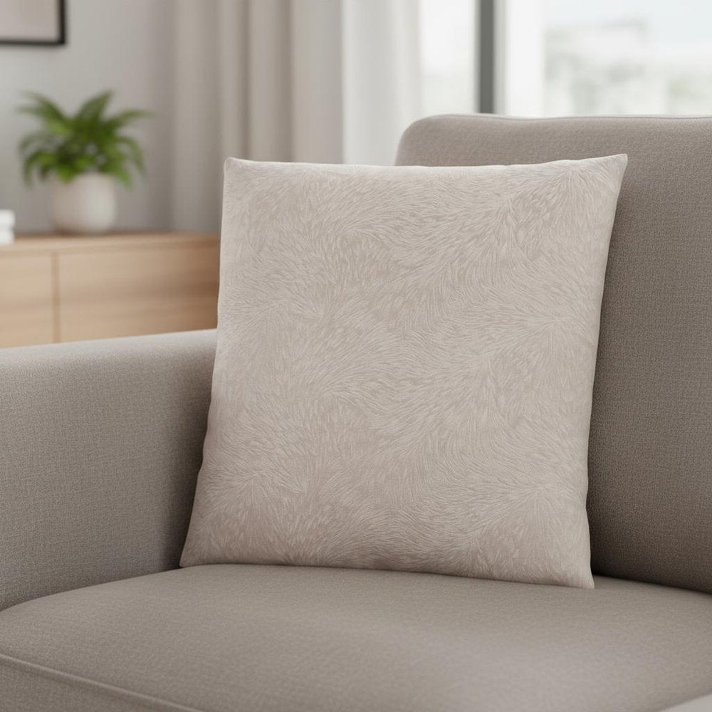 18" X 18" Taupe Velvet Polyester Feather Zippered Pillow