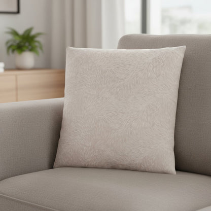 18" X 18" Taupe Velvet Polyester Feather Zippered Pillow