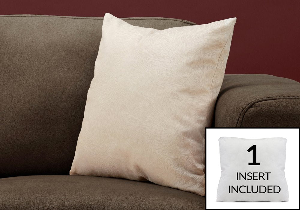 18" X 18" Taupe Velvet Polyester Feather Zippered Pillow
