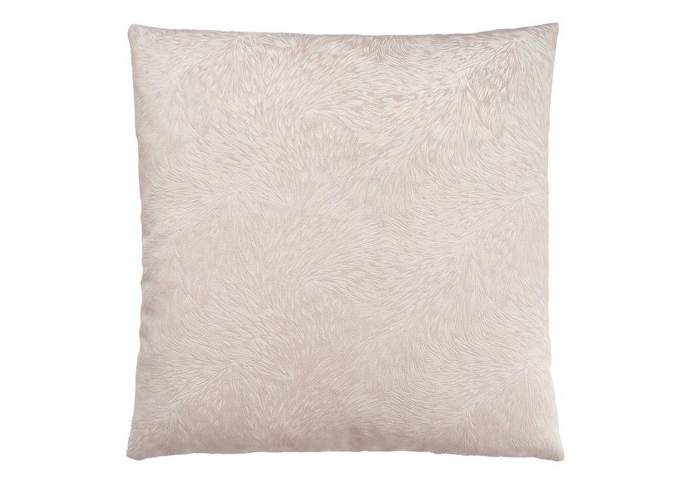 18" X 18" Taupe Velvet Polyester Feather Zippered Pillow