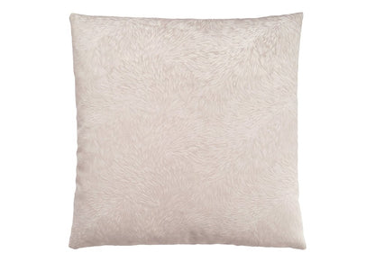 18" X 18" Taupe Velvet Polyester Feather Zippered Pillow