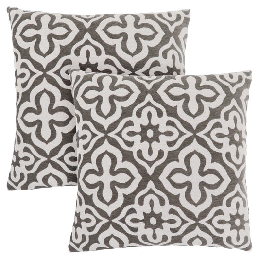 Set Of Two 18" X 18" Taupe Polyester Geometric Zippered Pillow