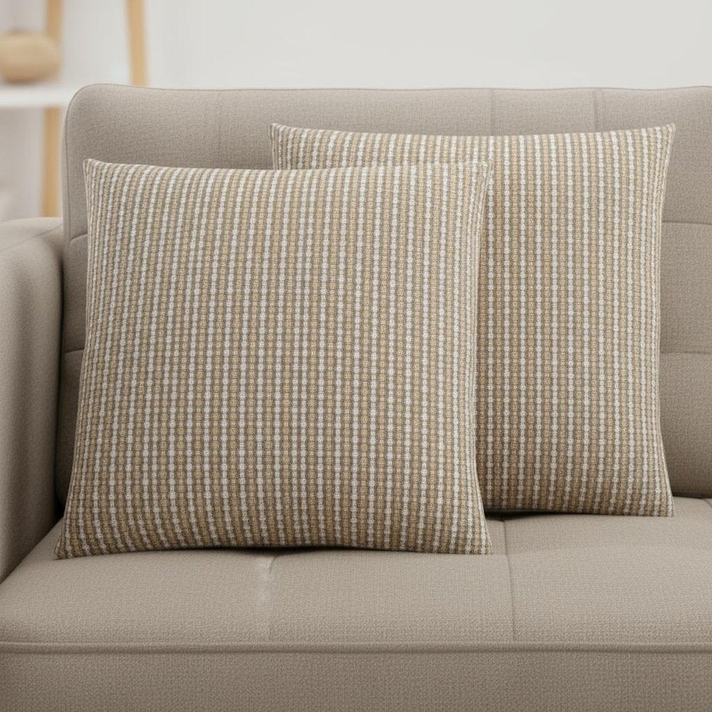 Set Of Two 18" X 18" Blue and Gray Polyester Striped Zippered Pillow