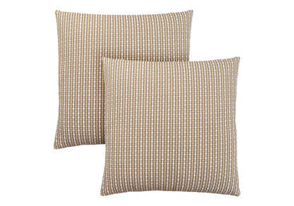 Set Of Two 18" X 18" Taupe Polyester Striped Zippered Pillow