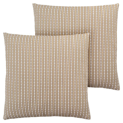 Set Of Two 18" X 18" Blue and Gray Polyester Striped Zippered Pillow