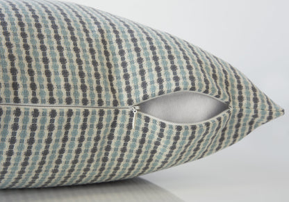 Set Of Two 18" X 18" Taupe Polyester Striped Zippered Pillow