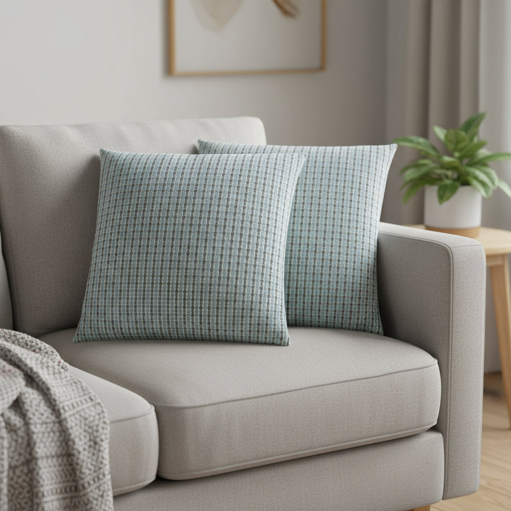 Set Of Two 18" X 18" Taupe Polyester Striped Zippered Pillow