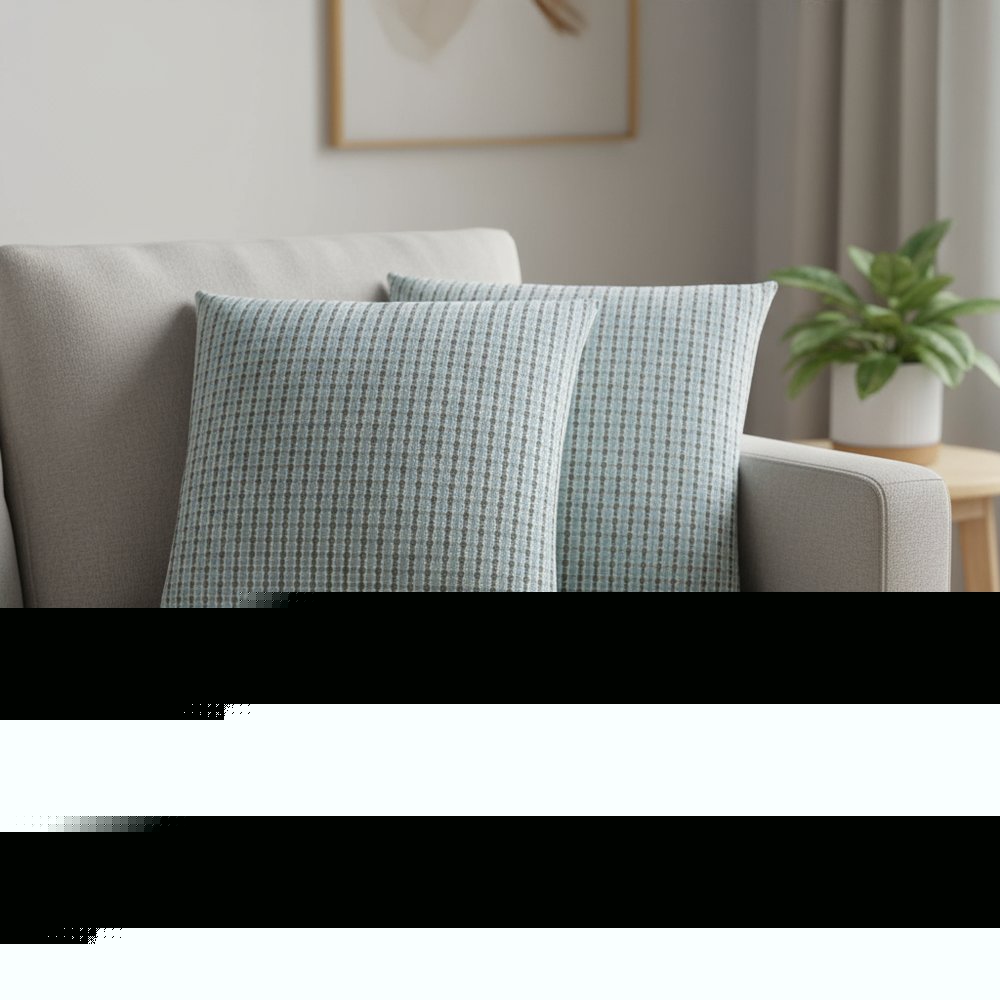Set Of Two 18" X 18" Blue and Gray Polyester Striped Zippered Pillow