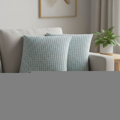 Set Of Two 18" X 18" Blue and Gray Polyester Striped Zippered Pillow