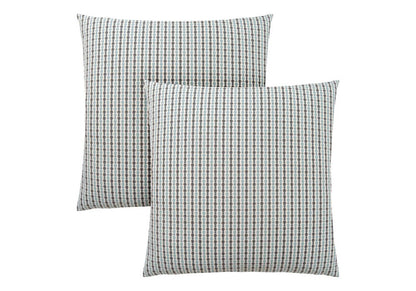 Set Of Two 18" X 18" Taupe Polyester Striped Zippered Pillow