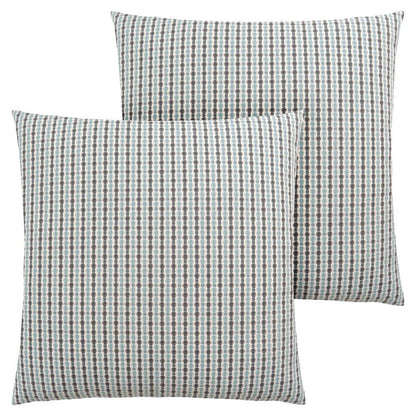 Set of Two 18" Black Gray And White Fabric Striped Throw Pillows