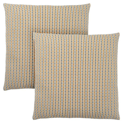 Set Of Two 18" X 18" Blue and Gray Polyester Striped Zippered Pillow