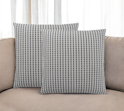 Set Of Two 18" X 18" Taupe Polyester Striped Zippered Pillow