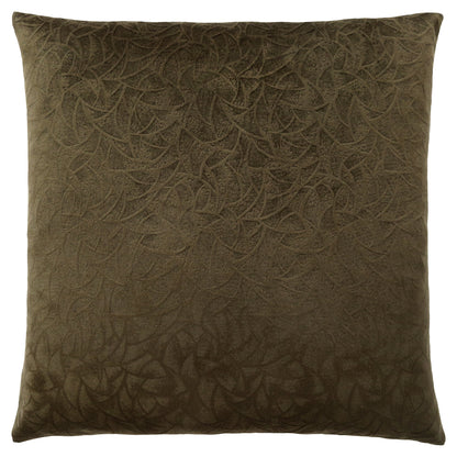 Set Of Two 18" X 18" Taupe Velvet Polyester Floral Zippered Pillow