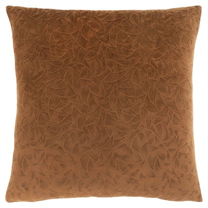 Set Of Two 18" X 18" Taupe Velvet Polyester Floral Zippered Pillow