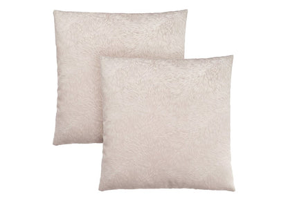 Set Of Two 18" X 18" Taupe Polyester Feather Zippered Pillow