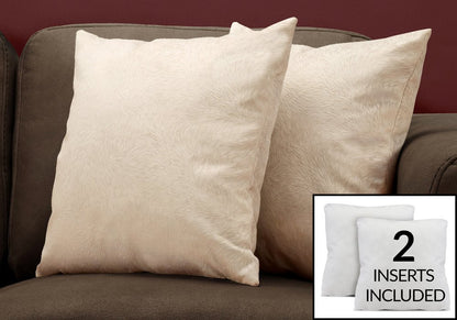 Set Of Two 18" X 18" Taupe Polyester Feather Zippered Pillow