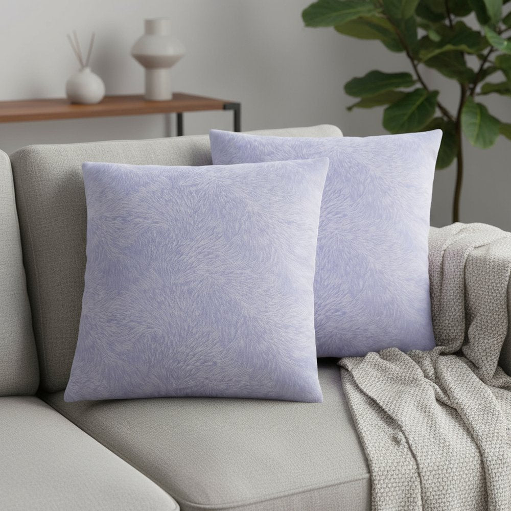 Set Of Two 18" X 18" Purple Polyester Feather Zippered Pillow