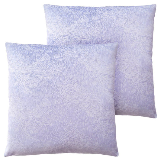 Set Of Two 18" X 18" Purple Polyester Feather Zippered Pillow