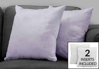 Set Of Two 18" X 18" Purple Polyester Feather Zippered Pillow