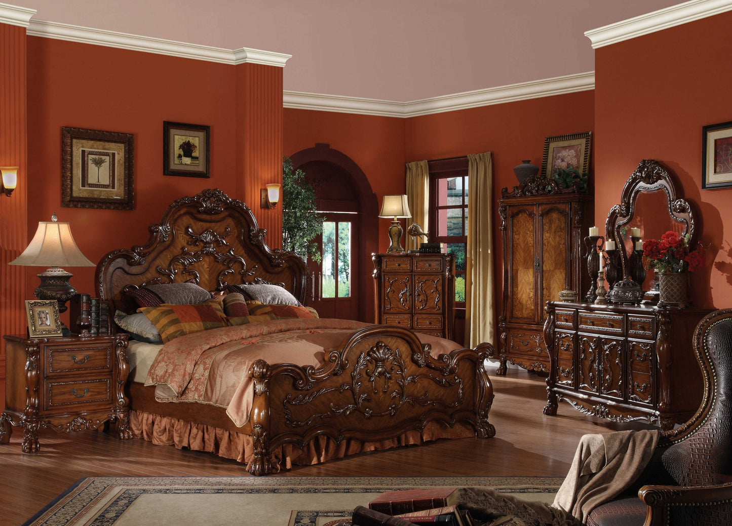 Brown Solid Wood Bed Frame