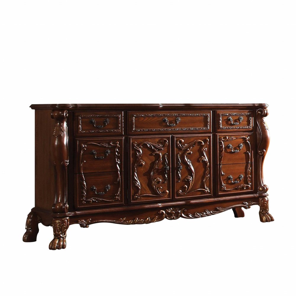 38" Brown Solid Wood Seven Drawer Combo Dresser