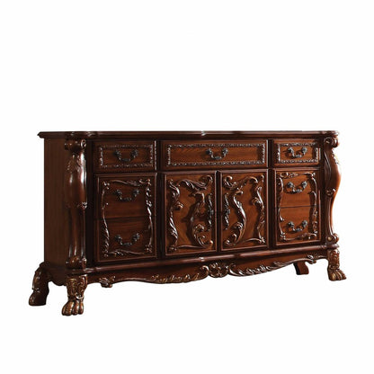 38" Brown Solid Wood Seven Drawer Combo Dresser
