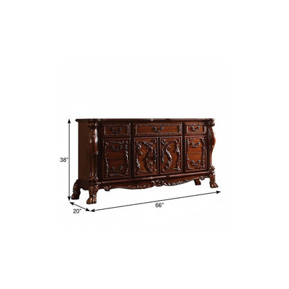 38" Brown Solid Wood Seven Drawer Combo Dresser
