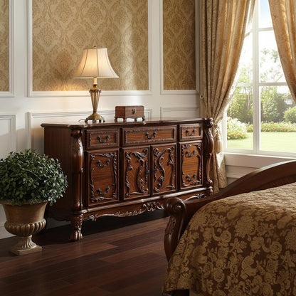 38" Brown Solid Wood Seven Drawer Combo Dresser