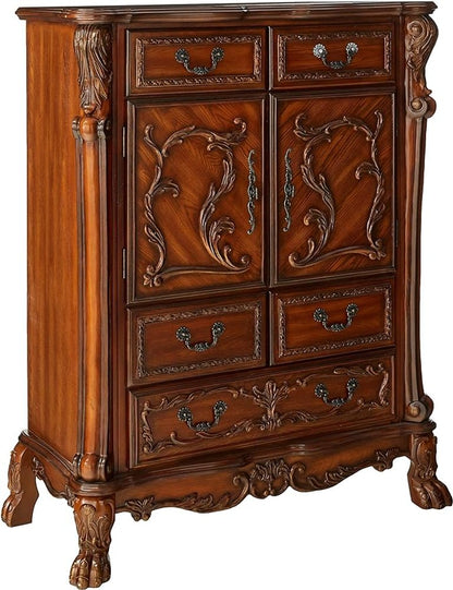 43" Brown Solid Wood Five Drawer Standard Chest