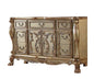 66" Gold Solid Wood Carved Scrollwork Seven Drawer Sideboard with Two Doors