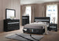 Black Gray and Silver Faux Crystal Bling Wood King Bed Frame With Two Drawers