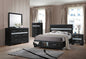 Black Gray and Silver Faux Crystal Bling Wood King Bed Frame With Two Drawers